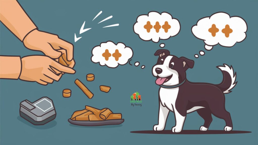 Vector illustration of dog training using positive reinforcement methods