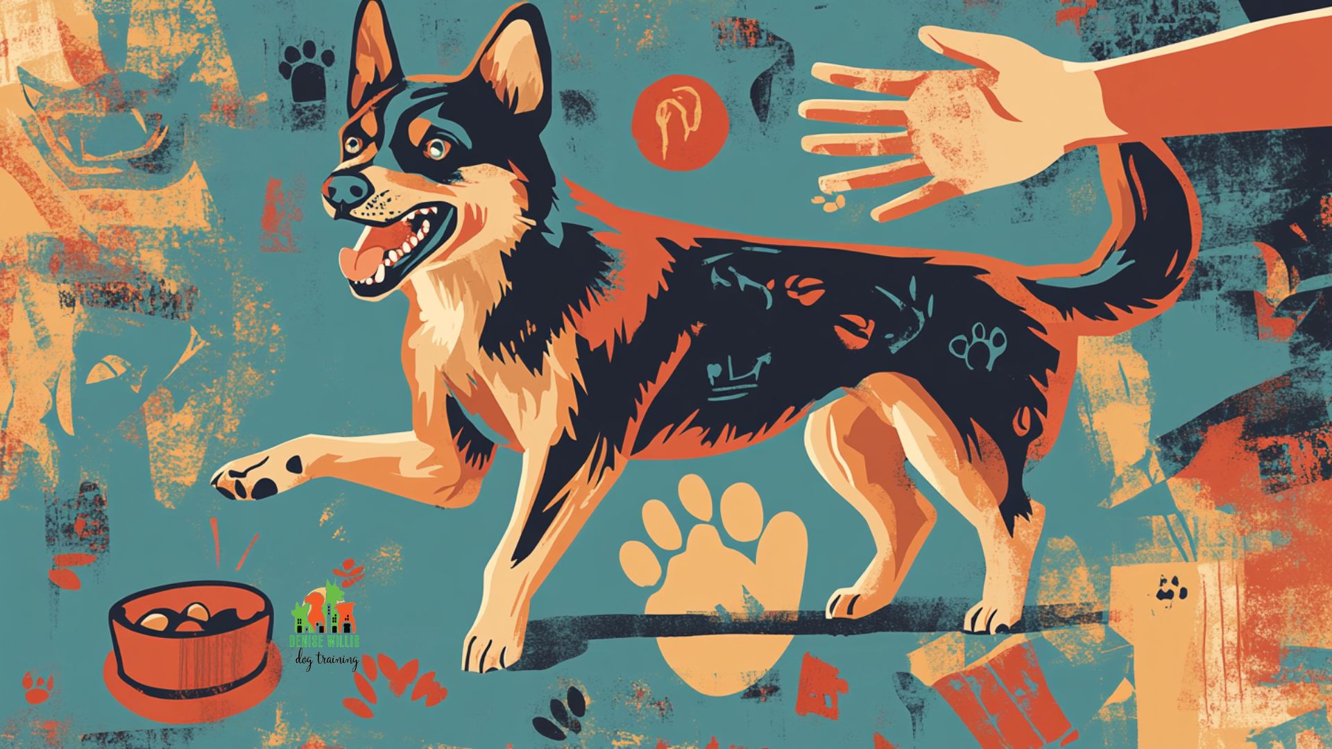 Vector illustration of a dog showing warning signs of aggression