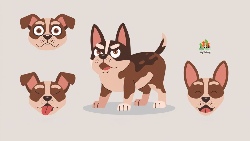 Vector illustration of common dog body language signals