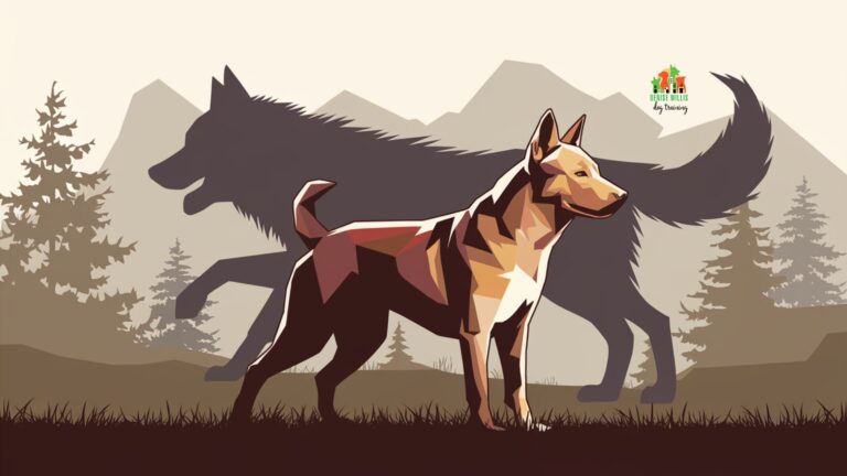 Stylized dog silhouette with wolf shadow