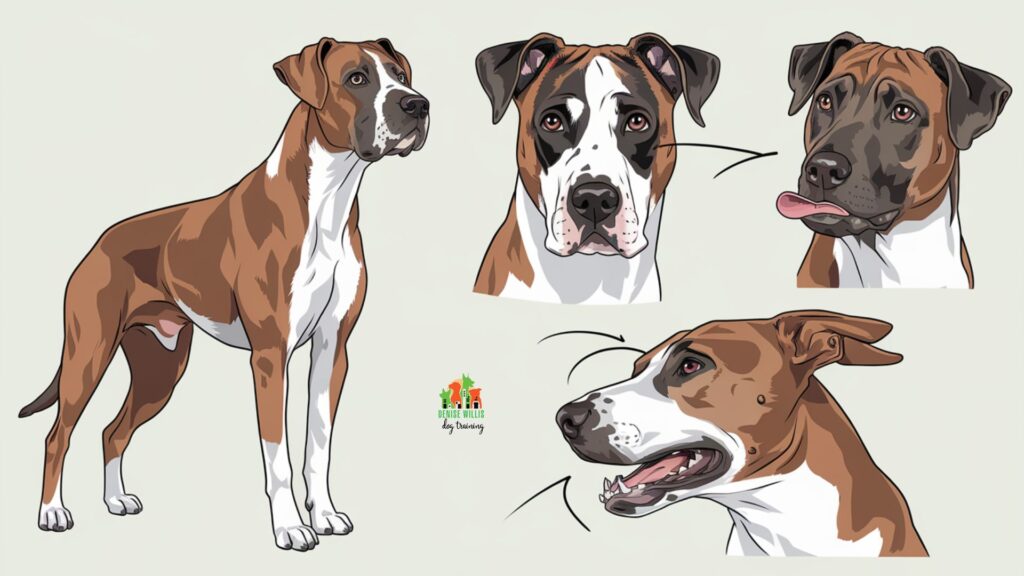 Vector illustration showing four stages of dog body language during resource guarding