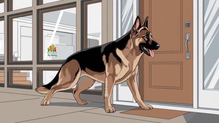 Territorial Dog Aggression in the Home - Alert German Shepherd Watching Door