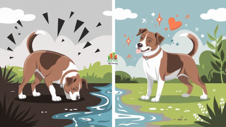 Vector illustration showing rescue dog transformation from fearful to confident, highlighting rescue dog aggression rehabilitation journey