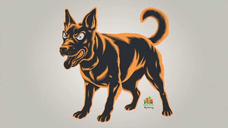 Vector illustration showing dog aggression management techniques with a transformed reactive dog