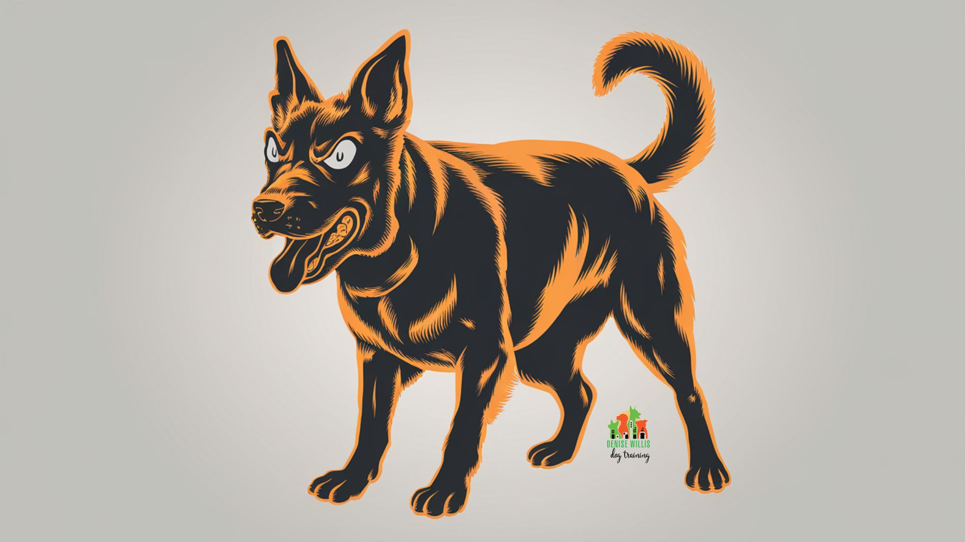 Vector illustration showing dog aggression management techniques with a transformed reactive dog