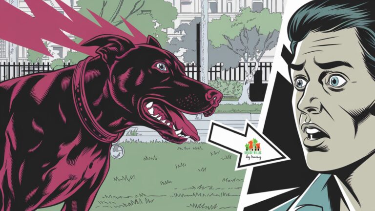 Vector illustration showing redirected dog aggression when frustration finds an unintended target